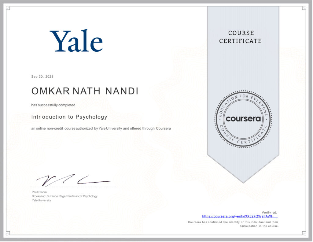 Introduction to Psychology Yale